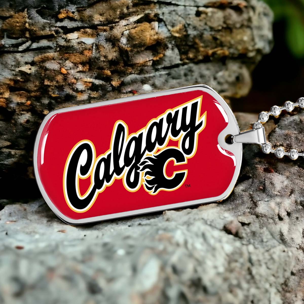 Ice Hockey - HKD021 - Calgary Flames Sports - Ice Hockey Dog Tag - Military Ball Chain - Luxury Dog Tag