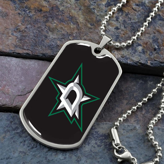Ice Hockey - HKD023 - Dallas Stars Sports - Ice Hockey Dog Tag - Military Ball Chain - Luxury Dog Tag