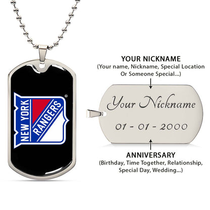 Ice Hockey - HKD027 - New York Rangers Sports - Ice Hockey Dog Tag - Military Ball Chain - Luxury Dog Tag