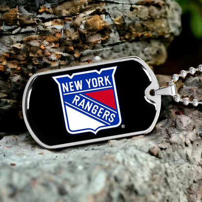 Ice Hockey - HKD027 - New York Rangers Sports - Ice Hockey Dog Tag - Military Ball Chain - Luxury Dog Tag