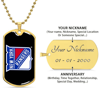 Ice Hockey - HKD027 - New York Rangers Sports - Ice Hockey Dog Tag - Military Ball Chain - Luxury Dog Tag
