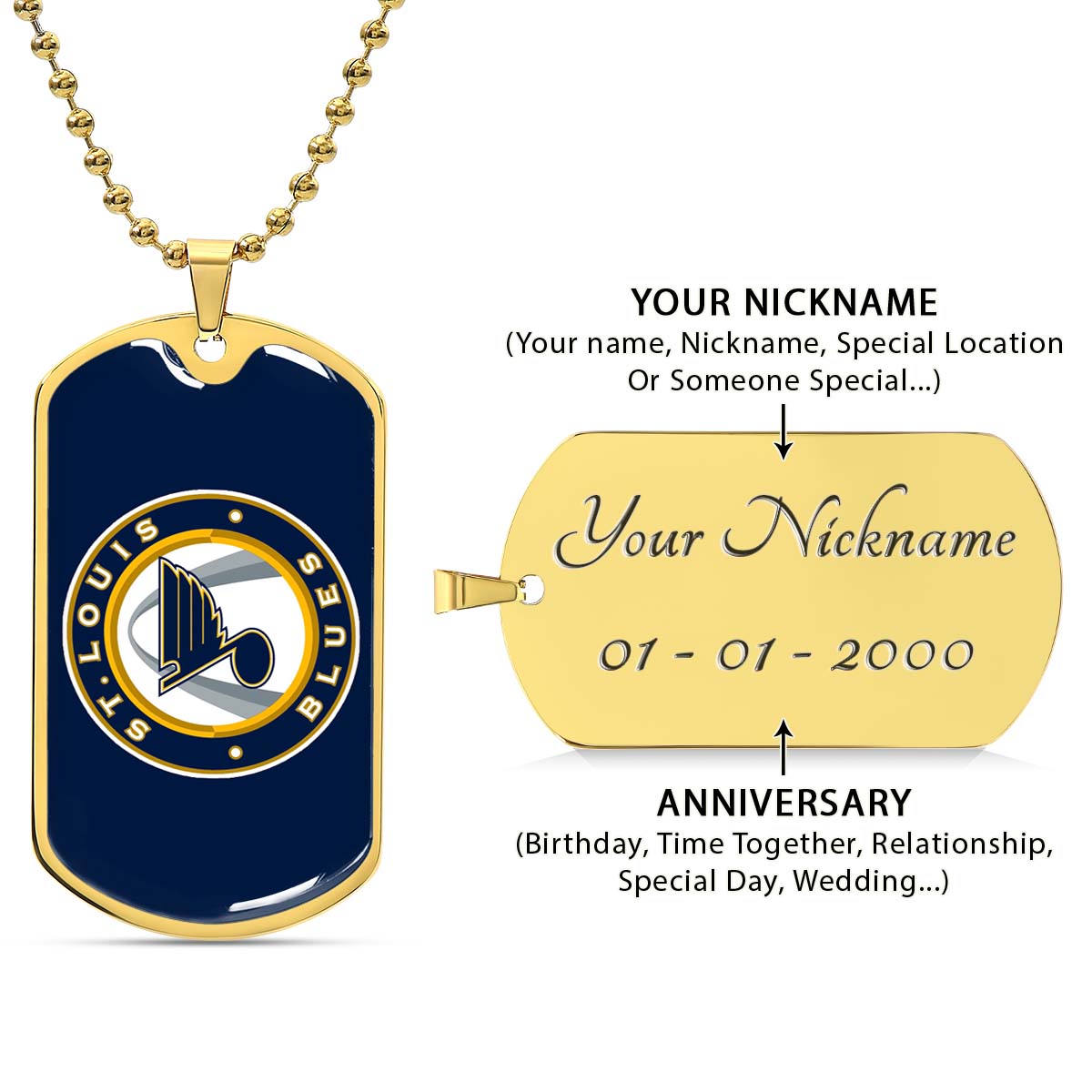 Ice Hockey - HKD028 - St. Louis Blues Sports - Ice Hockey Dog Tag - Military Ball Chain - Luxury Dog Tag
