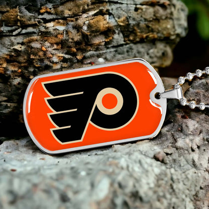 Ice Hockey - HKD034 - Philadelphia Flyers - Ice Hockey Dog Tag - Military Ball Chain - Luxury Dog Tag