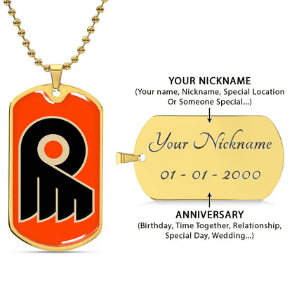 Ice Hockey - HKD034 - Philadelphia Flyers - Ice Hockey Dog Tag - Military Ball Chain - Luxury Dog Tag