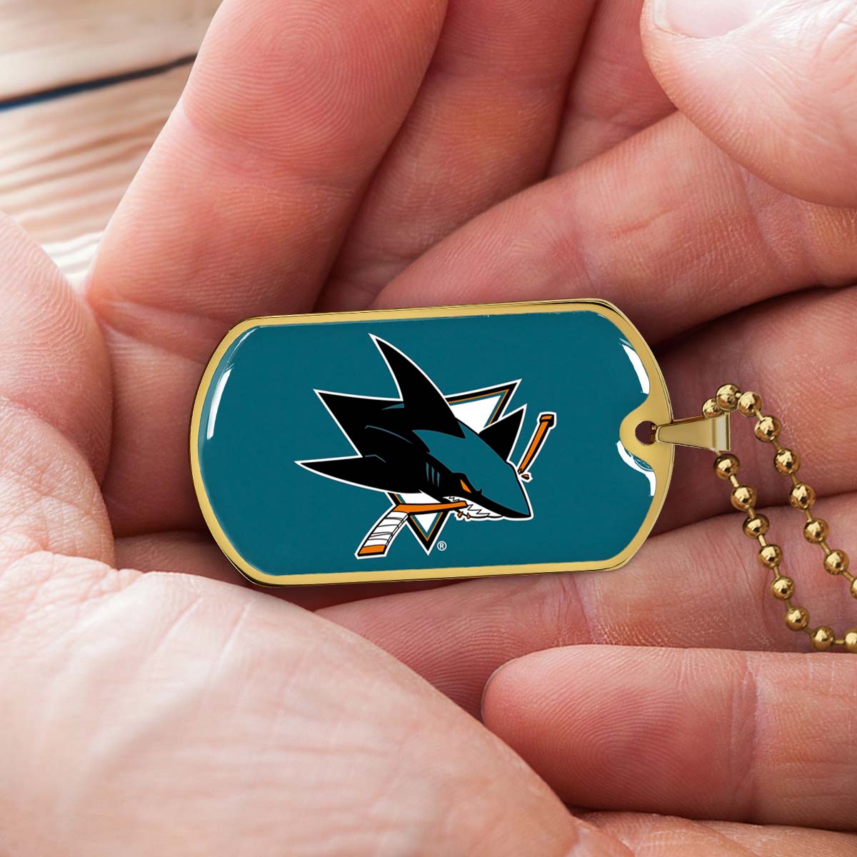 Ice Hockey - HKD035 - San Jose Sharks - Ice Hockey Dog Tag - Military Ball Chain - Luxury Dog Tag