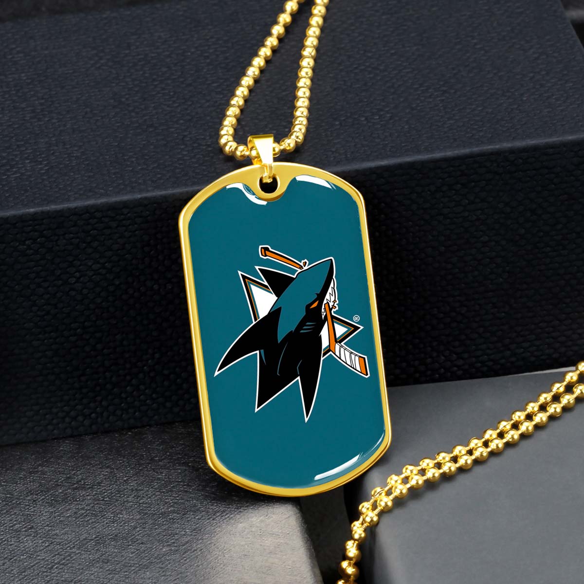 Ice Hockey - HKD035 - San Jose Sharks - Ice Hockey Dog Tag - Military Ball Chain - Luxury Dog Tag