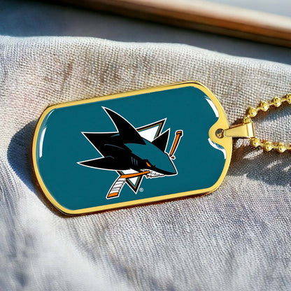 Ice Hockey - HKD035 - San Jose Sharks - Ice Hockey Dog Tag - Military Ball Chain - Luxury Dog Tag