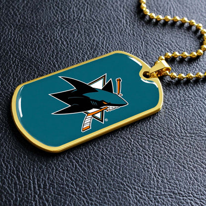 Ice Hockey - HKD035 - San Jose Sharks - Ice Hockey Dog Tag - Military Ball Chain - Luxury Dog Tag