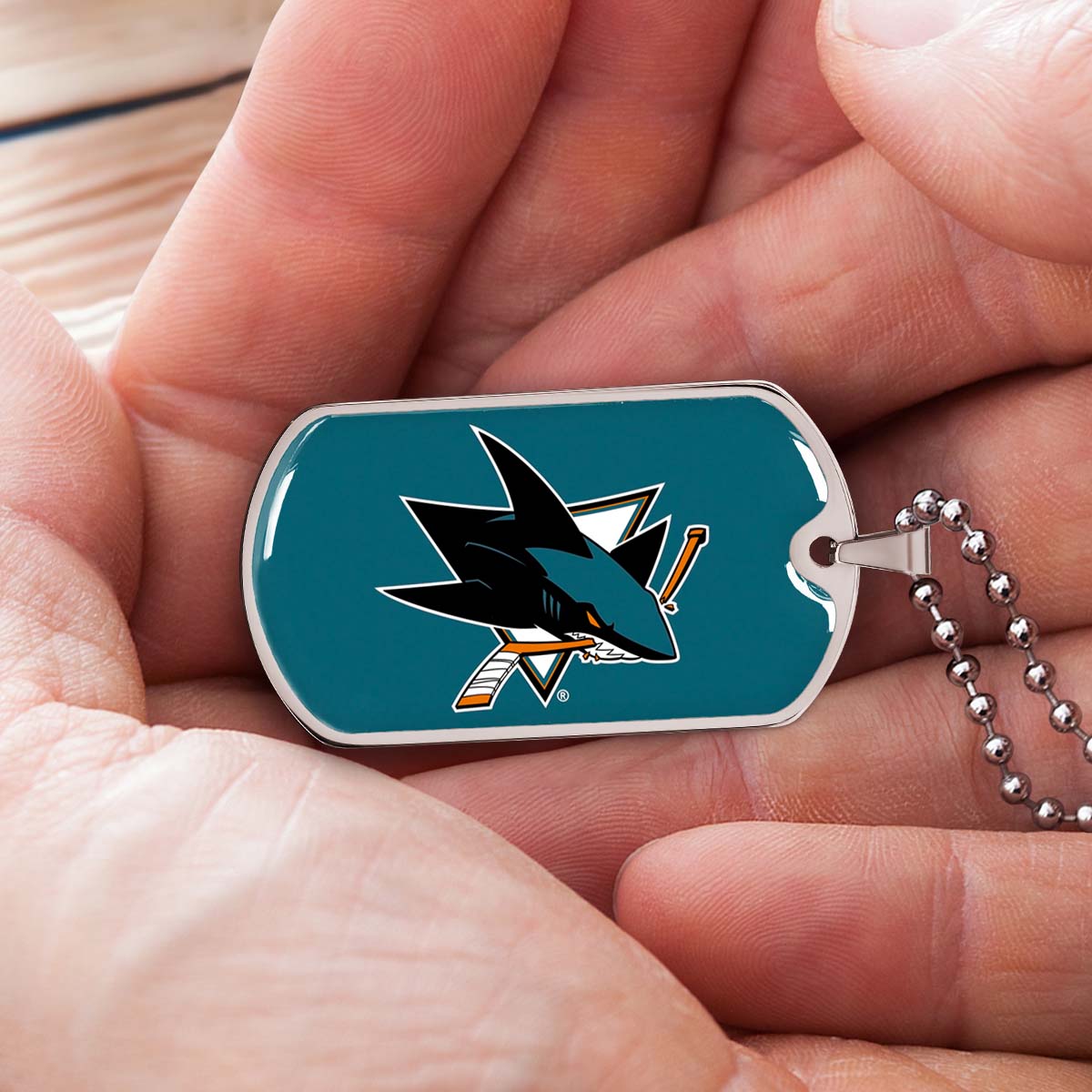 Ice Hockey - HKD035 - San Jose Sharks - Ice Hockey Dog Tag - Military Ball Chain - Luxury Dog Tag