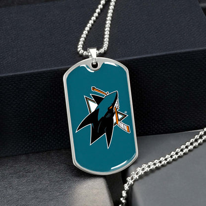 Ice Hockey - HKD035 - San Jose Sharks - Ice Hockey Dog Tag - Military Ball Chain - Luxury Dog Tag