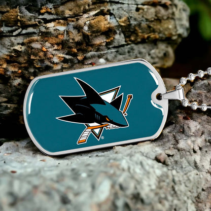 Ice Hockey - HKD035 - San Jose Sharks - Ice Hockey Dog Tag - Military Ball Chain - Luxury Dog Tag