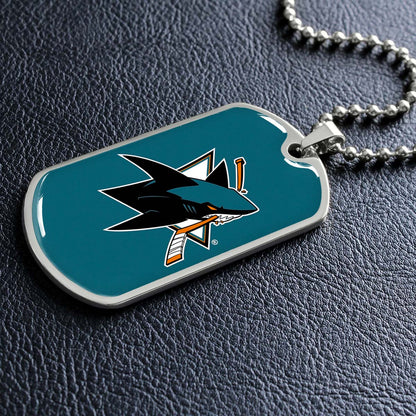 Ice Hockey - HKD035 - San Jose Sharks - Ice Hockey Dog Tag - Military Ball Chain - Luxury Dog Tag