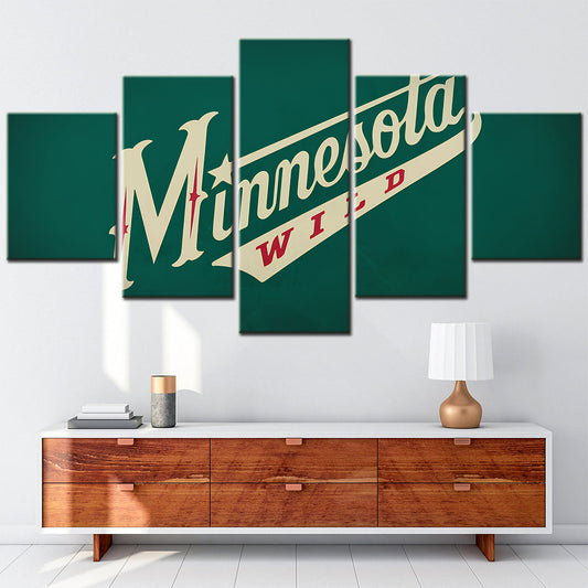 Ice Hockey Team - 5 Pieces Wall Art - IH5002 - Minnesota Wild Green - Ice Hockey Team Poster - Ice Hockey Team Canvas