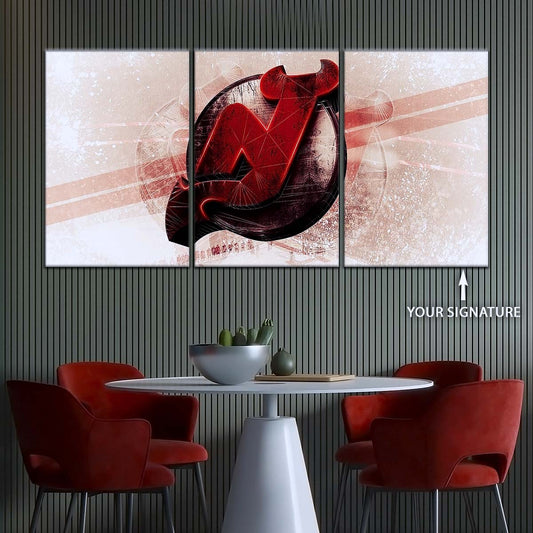 Ice Hockey Team Wall Art - IH5024 - New Jersey Devils - Bold Sports Emblem - Ice Hockey Team Poster - Ice Hockey Team Canvas