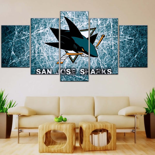 Ice Hockey Team Wall Art - IH5033 - San Jose Sharks - Fierce Hockey Spirit on Ice - Ice Hockey Team Poster - Ice Hockey Team Canvas