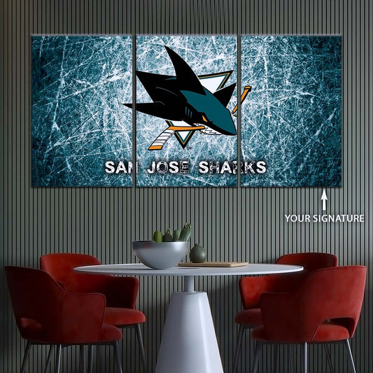 Ice Hockey Team Wall Art - IH5033 - San Jose Sharks - Fierce Hockey Spirit on Ice - Ice Hockey Team Poster - Ice Hockey Team Canvas
