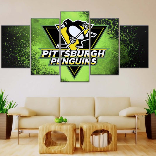 Ice Hockey Team Wall Art - IH5034 - Pittsburgh Penguins - Neon Ice Emblem - Ice Hockey Team Poster - Ice Hockey Team Canvas