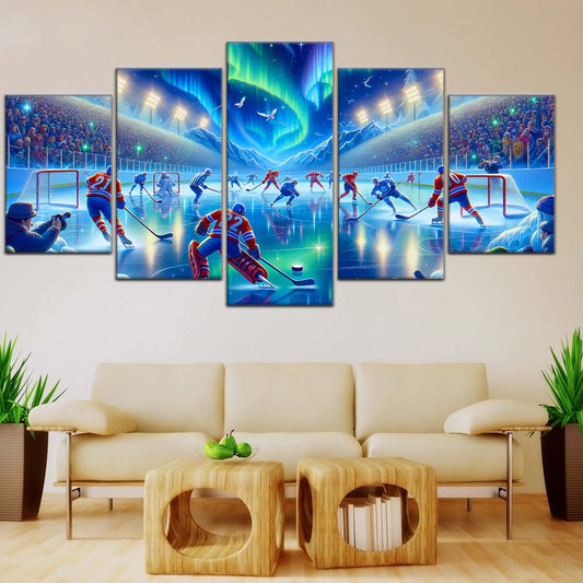 Ice Hockey Team Wall Art - IH5040 - Spectacular Northern Lights NHL Game - Ice Hockey Team Poster - Ice Hockey Team Canvas