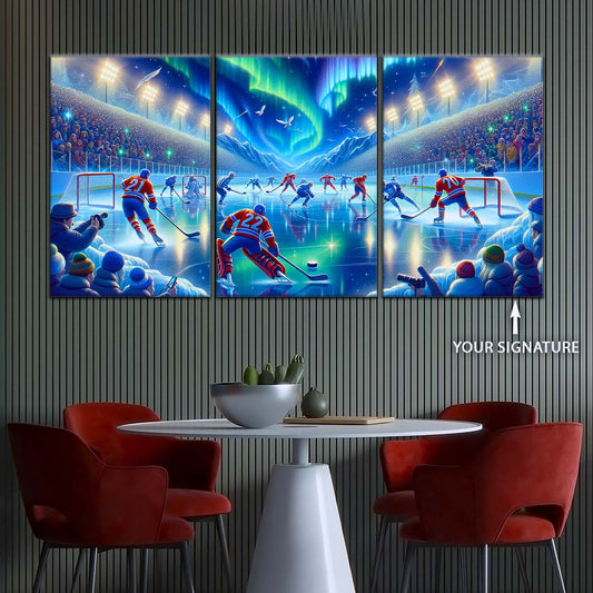 Ice Hockey Team Wall Art - IH5040 - Spectacular Northern Lights NHL Game - Ice Hockey Team Poster - Ice Hockey Team Canvas