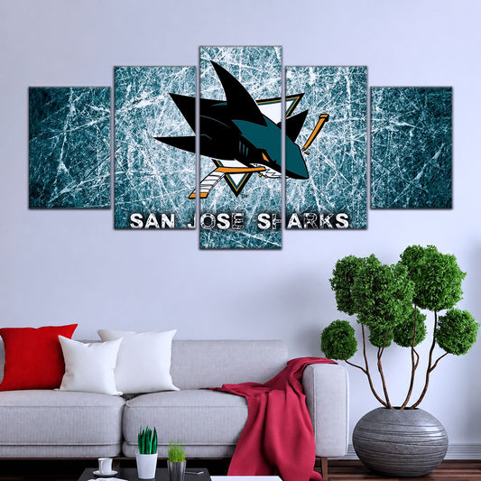 Ice Hockey Team Wall Art - IH5033 - San Jose Sharks - Fierce Hockey Spirit on Ice - Ice Hockey Team Poster - Ice Hockey Team Canvas