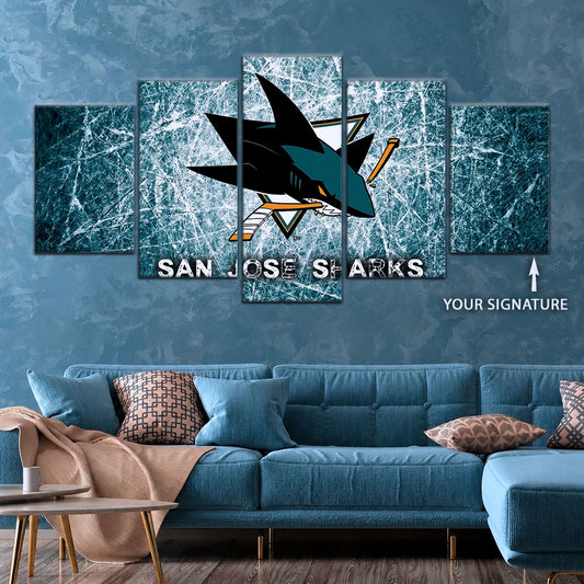 Ice Hockey Team Wall Art - IH5033 - San Jose Sharks - Fierce Hockey Spirit on Ice - Ice Hockey Team Poster - Ice Hockey Team Canvas