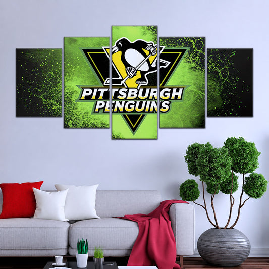 Ice Hockey Team Wall Art - IH5034 - Pittsburgh Penguins - Neon Ice Emblem - Ice Hockey Team Poster - Ice Hockey Team Canvas