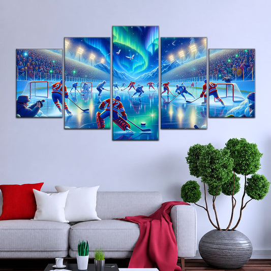Ice Hockey Team Wall Art - IH5040 - Spectacular Northern Lights NHL Game - Ice Hockey Team Poster - Ice Hockey Team Canvas