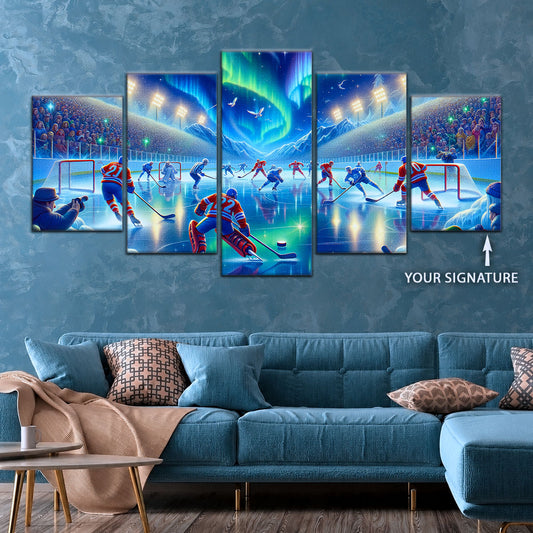 Ice Hockey Team Wall Art - IH5040 - Spectacular Northern Lights NHL Game - Ice Hockey Team Poster - Ice Hockey Team Canvas