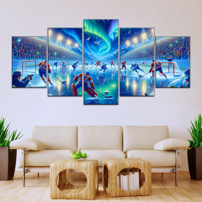 Hockey Canvas Wall Art - IH5040 - Spectacular Northern Lights NHL Game