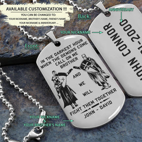 KTD013 - Call On Me Brother - English - Knight Templar  - Engrave Silver Dogtag