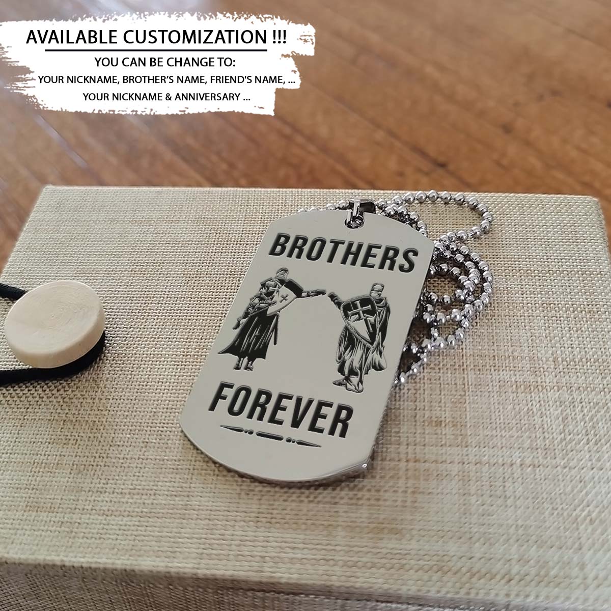 knight templar dog tag - brothers forever - call on me brother - crusades - chivalry - religious zeal - templar wealth - mysterious legacy - knight templar necklace - engrave dog tag