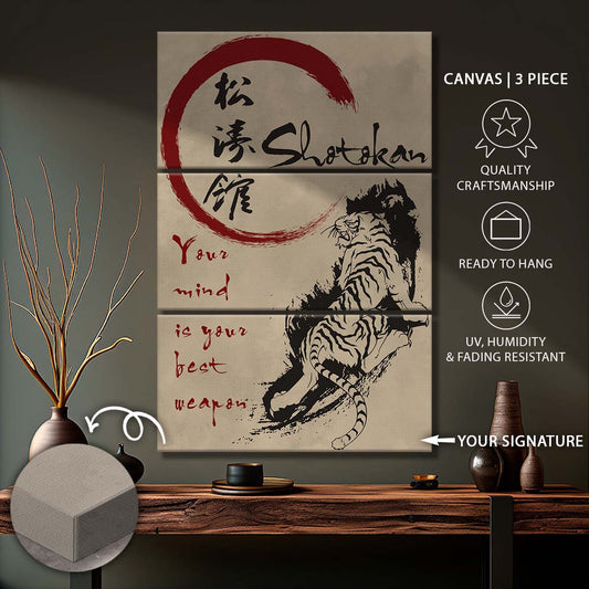 Karate - 3 Piece Wall Art - KA024 - Your Mind Is Your Best Weapon - Shotokan Karate - Karate Canvas