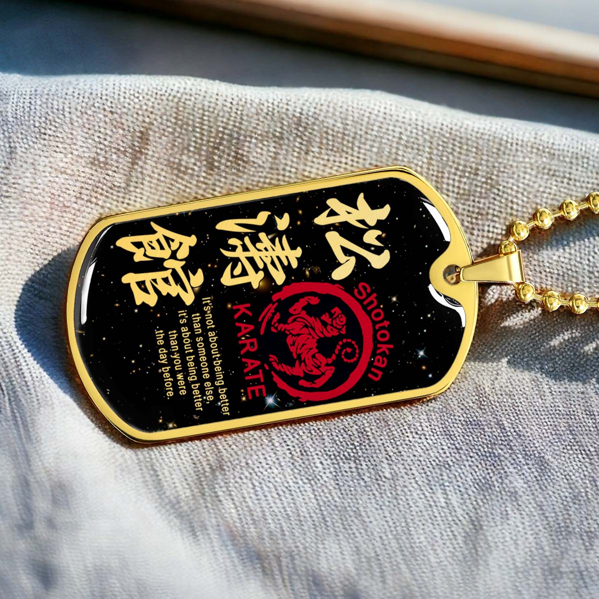 Karate - KADL002 - It's About Being Better Than You Were The Day Before - Shotokan Karate - Karate Dog Tag - Military Ball Chain - Luxury Dog Tag