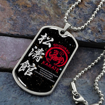 Karate - KADL003 - The Ultimate Aim Of Karate Does Not Lie In Victory Or Defeat - Shotokan Karate - Karate Dog Tag - Military Ball Chain - Luxury Dog Tag
