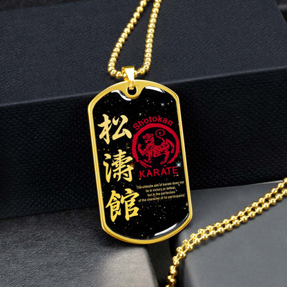 Karate - KADL003 - The Ultimate Aim Of Karate Does Not Lie In Victory Or Defeat - Shotokan Karate - Karate Dog Tag - Military Ball Chain - Luxury Dog Tag
