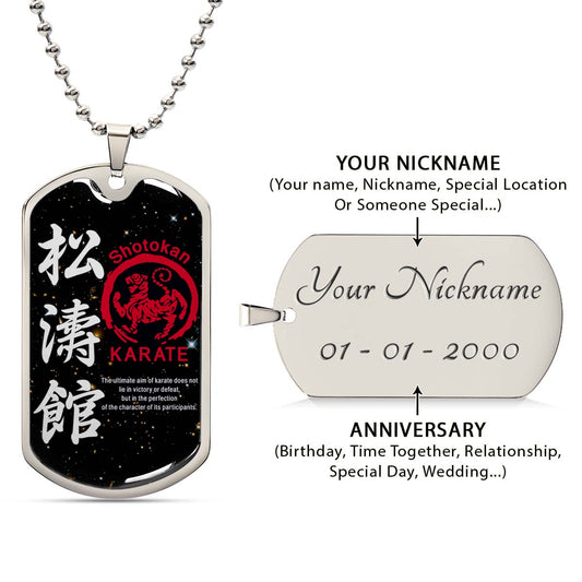 Karate - KADL003 - The Ultimate Aim Of Karate Does Not Lie In Victory Or Defeat - Shotokan Karate - Karate Dog Tag - Military Ball Chain - Luxury Dog Tag