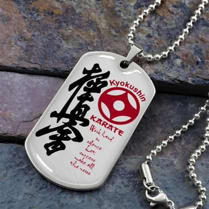 Karate - KADL004 - Work Hard In Silence Let Success Make All The Noise - Kyokushin Karate - Karate Dog Tag - Military Ball Chain - Luxury Dog Tag