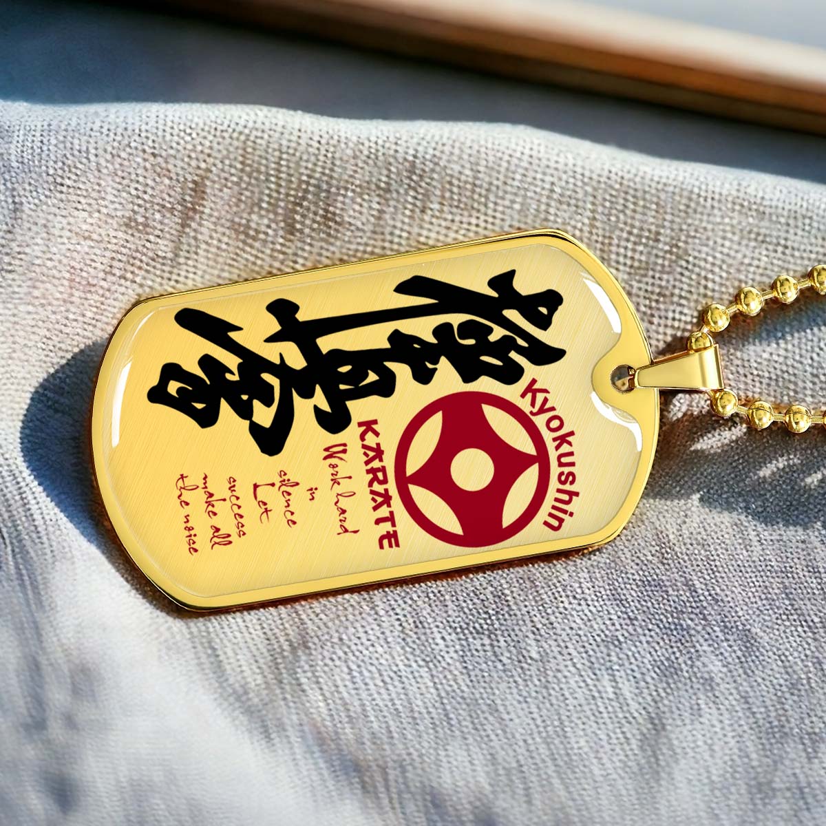 Karate - KADL004 - Work Hard In Silence Let Success Make All The Noise - Kyokushin Karate - Karate Dog Tag - Military Ball Chain - Luxury Dog Tag