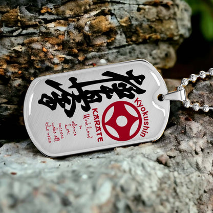 Karate - KADL004 - Work Hard In Silence Let Success Make All The Noise - Kyokushin Karate - Karate Dog Tag - Military Ball Chain - Luxury Dog Tag
