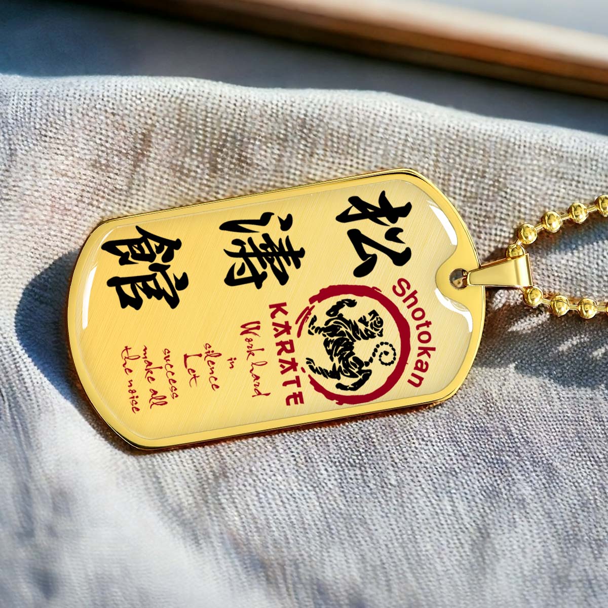 Karate - KADL005 - Work Hard In Silence Let Success Make All The Noise - Shotokan Karate - Karate Dog Tag - Military Ball Chain - Luxury Dog Tag