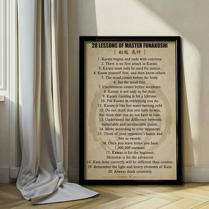 Karate Wall Art - Karate Poster - Karate Canvas - 20 Lessons of Master Funakoshi - KA004 - Vertical Canvas - Vertical Poster