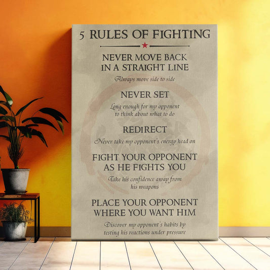 Karate Wall Art - Karate Poster - Karate Canvas - 5 Rules Of Fighting - Shotokan Karate - KA002 - Vertical Canvas - Vertical Poster