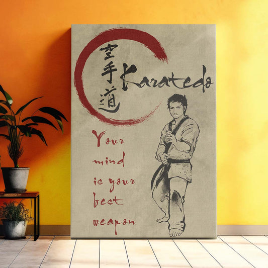 Karate Wall Art - Karate Poster - Karate Canvas - Your Mind Is Your Best Weapon - Men - Karatedo - KA039 - Vertical Canvas - Vertical Poster