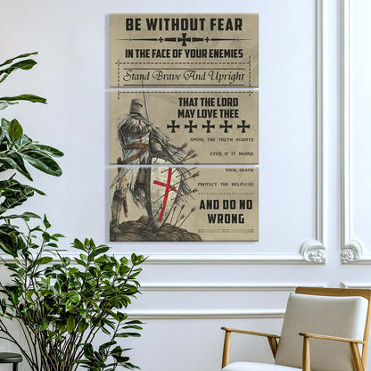 Knight Templar - 3 Piece Wall Art - KT017 - Be Without Fear - Knight Templar Canvas