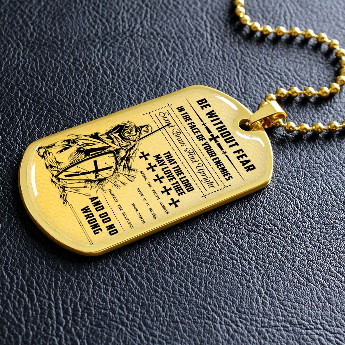 Knight Templar - KTDL001 - Be Without Fear - Crusades - Chivalry - Religious Zeal - Templar Wealth - Mysterious Legacy - Knight Templar Dog Tag - Military Ball Chain - Luxury Dog Tag