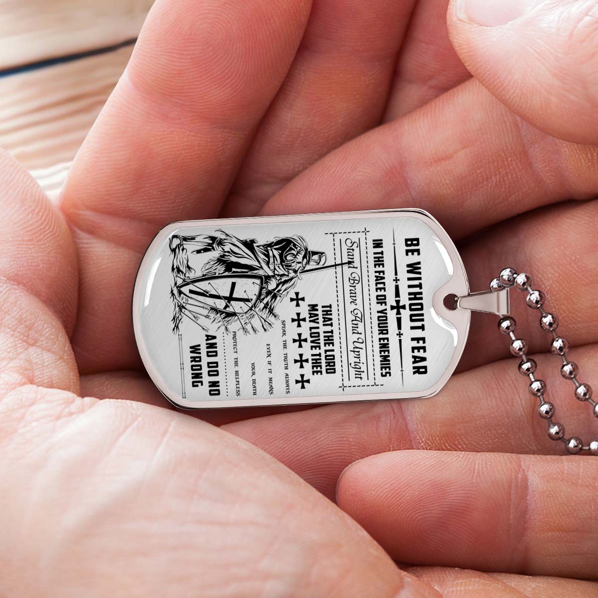 Knight Templar - KTDL001 - Be Without Fear - Crusades - Chivalry - Religious Zeal - Templar Wealth - Mysterious Legacy - Knight Templar Dog Tag - Military Ball Chain - Luxury Dog Tag