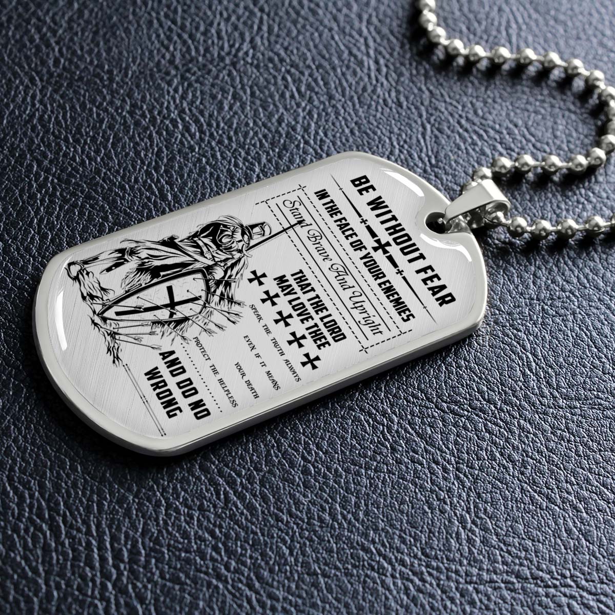 Knight Templar - KTDL001 - Be Without Fear - Crusades - Chivalry - Religious Zeal - Templar Wealth - Mysterious Legacy - Knight Templar Dog Tag - Military Ball Chain - Luxury Dog Tag