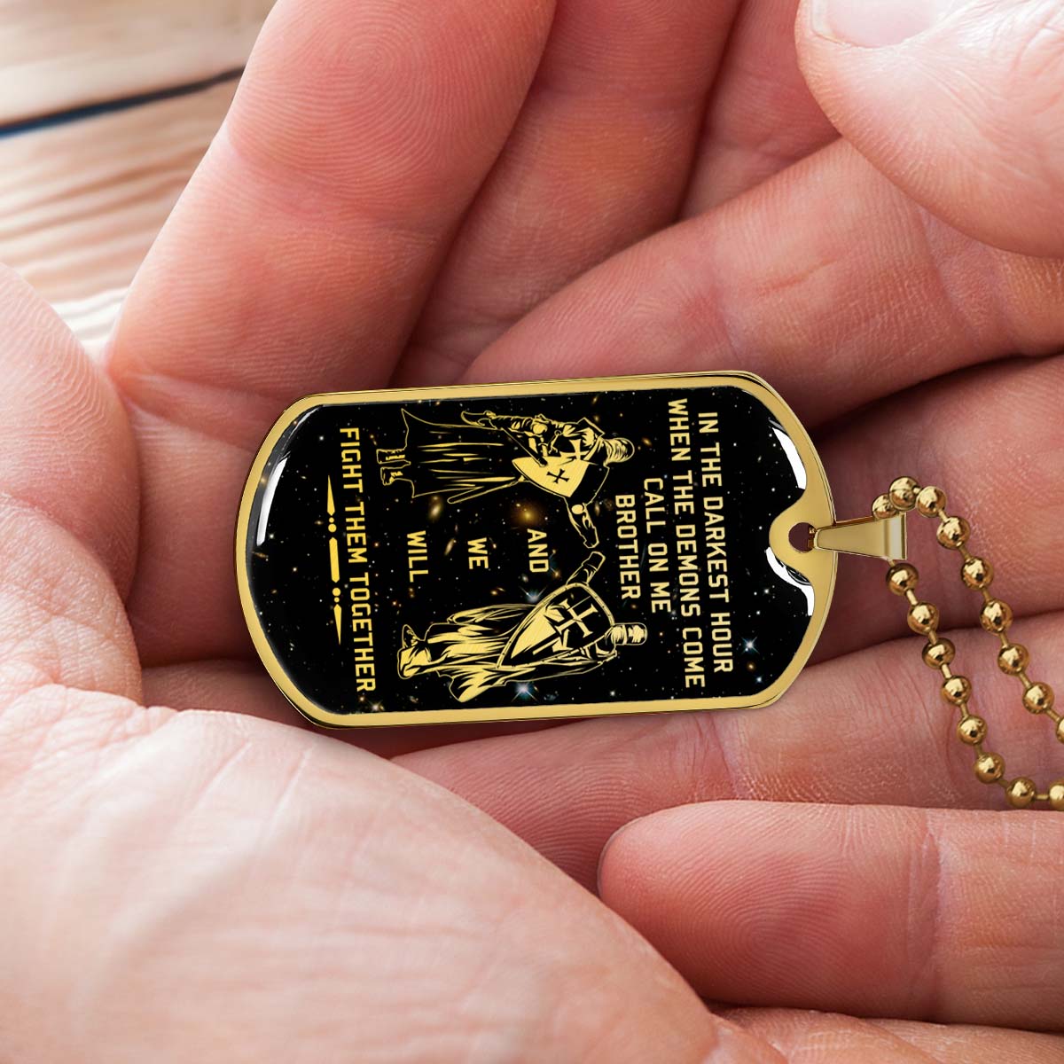 Knight Templar - KTDL002 - Call On Me Brother - Crusades - Chivalry - Religious Zeal - Templar Wealth - Mysterious Legacy - Knight Templar Dog Tag - Military Ball Chain - Luxury Dog Tag