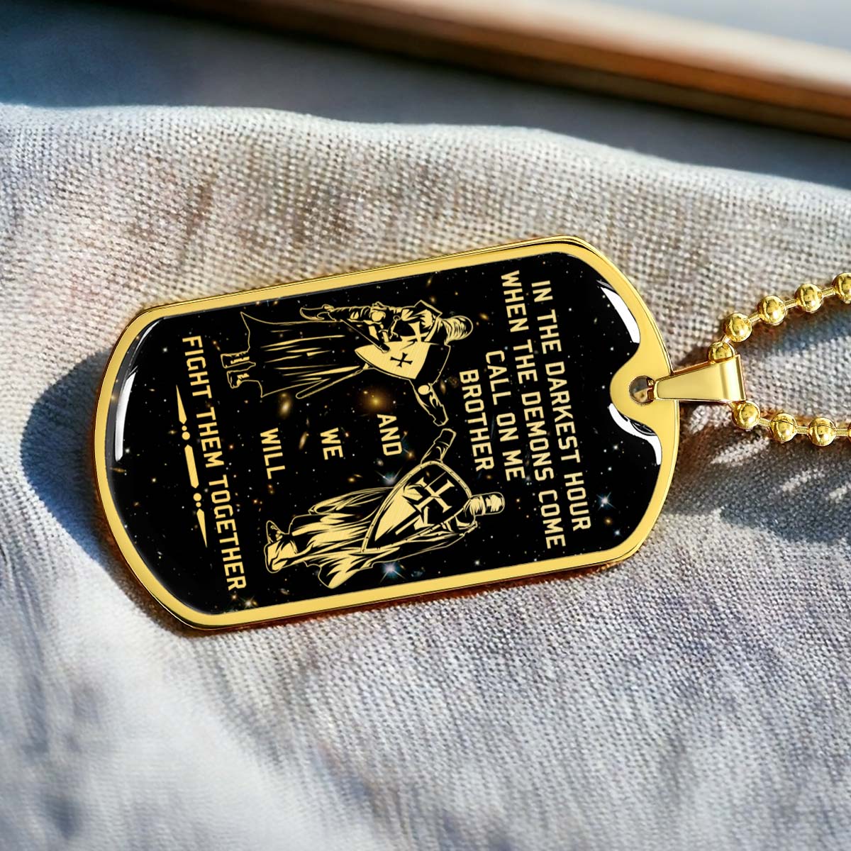 Knight Templar - KTDL002 - Call On Me Brother - Crusades - Chivalry - Religious Zeal - Templar Wealth - Mysterious Legacy - Knight Templar Dog Tag - Military Ball Chain - Luxury Dog Tag