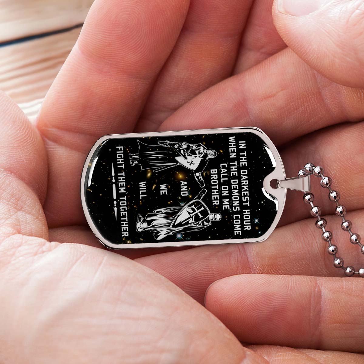 Knight Templar - KTDL002 - Call On Me Brother - Crusades - Chivalry - Religious Zeal - Templar Wealth - Mysterious Legacy - Knight Templar Dog Tag - Military Ball Chain - Luxury Dog Tag